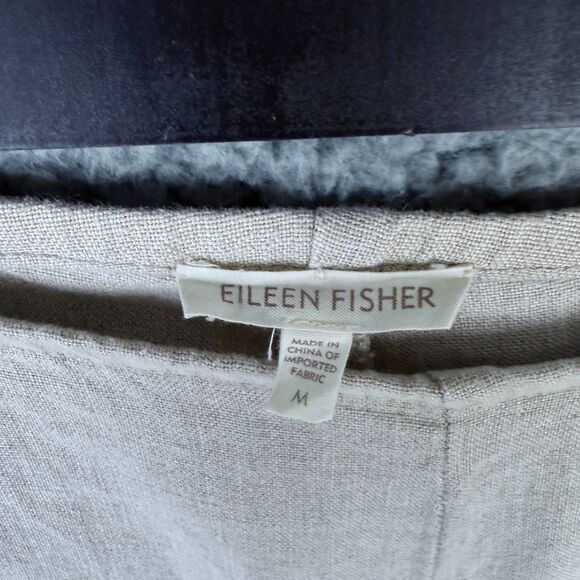 EILEEN FISHER Pants Women’s M | Heavy Linen Capri Cropped Side Zip Wide Leg - Picture 3 of 4